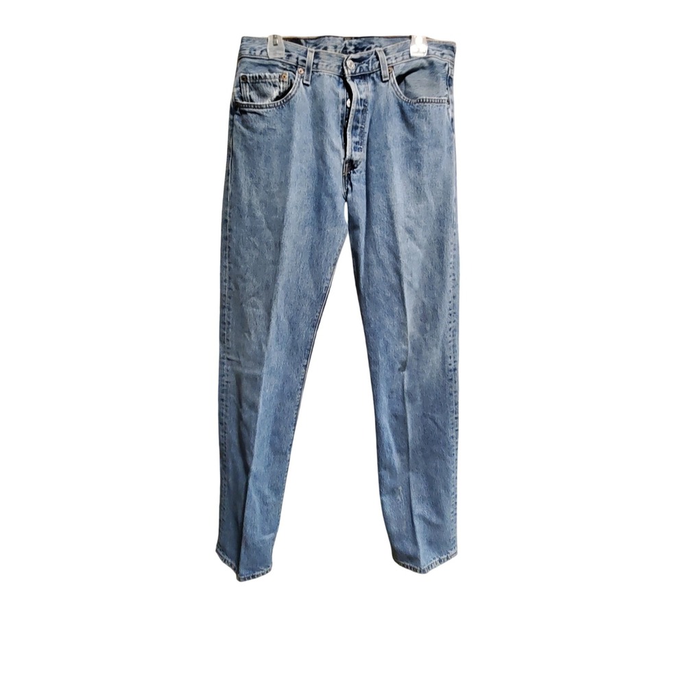 Levi Strauss 501 Jeans Mens W34 L36 Button Fly Light Wash‎ Denim